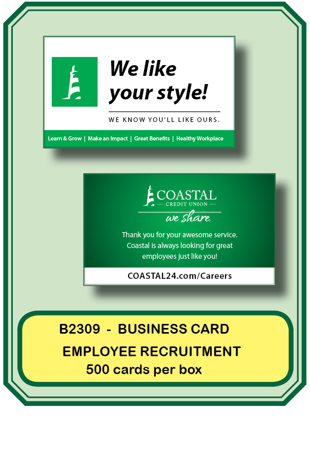 <b>Business Card-Careers Recruitment **<b> Order By: Box 0f 500 cards</b>